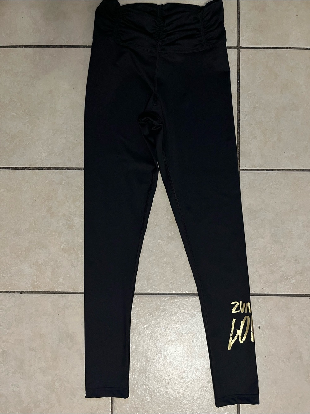 Zumba Black Leggings with Gold Accent